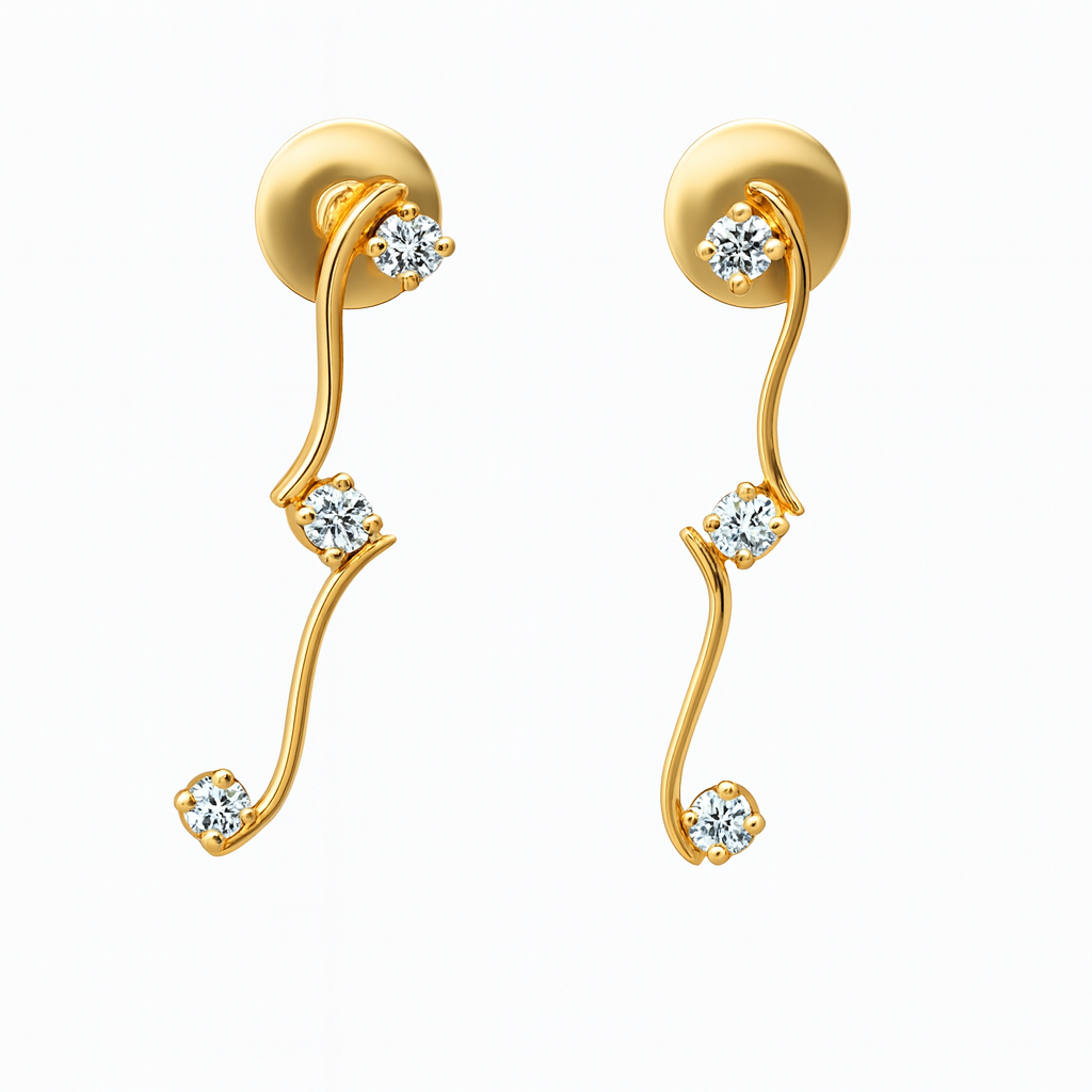 Beautiful 18 Kt Gold  Natural Diamond Earing